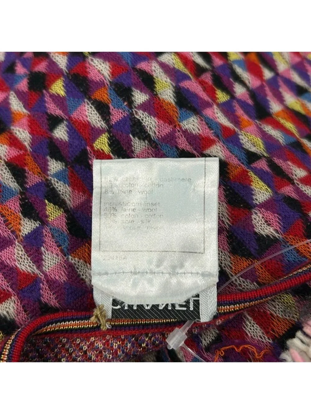 Chanel Tunic 38 M Pink Black Multi Crew Neck Sleeveless Cashmere Blend Knit